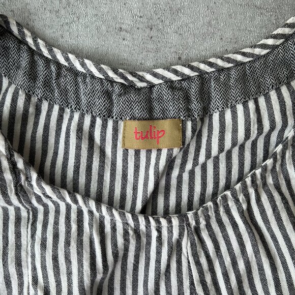 Tulip Womens Tunic Dress M Boho Peasant Lagenlook Sleeveless Geometric Stripes - Picture 6 of 10